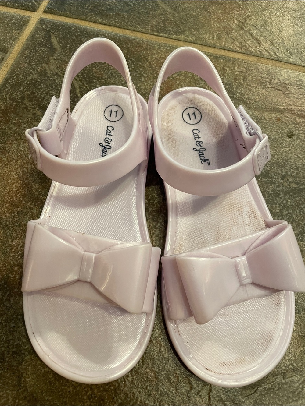 Cat & Jack Light Purple Girls' Bow Jelly Sandals